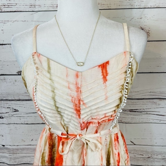 LULU’S i .madeline Cream Green Orange Pleat Dress - Picture 2 of 10